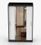 Armoire à portes coulissantes avec miroir | Blanc / Noir | Rudawy 09 | 61 x 120 x 200 cm | 2 portes | 1 tringle | 6 compartiments