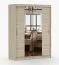 Armoire à portes coulissantes Bucegi 06 | Chêne Sonoma | Miroir | 2 portes | 6 compartiments | 200 x 150 x 61 cm
