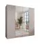 Armoire à portes battantes / Couleur : Cachemire / 2 portes miroir / Poignées : Or / 2 compartiments / 2 tringles à vêtements / Dimensions : 200 x 52 x 202 cm / Fonction Soft-Close