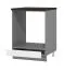 Meuble bas pour appareils encastrables Pluna, Couleur : Gris graphite / Blanc brillant, Dimensions : 82 x 55 x 60 cm