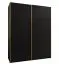 Penderie / Armoire à portes coulissantes / 245,5 x 190 x 64 cm / 2 portes coulissantes / 2 tringles à vêtements / 6 étagères / 11 compartiments / Couleur : Noir / Soft-Close