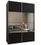 Penderie / Armoire à portes coulissantes / Couleur : Noir / Soft-Close / 2 portes coulissantes / 2 tringles à vêtements / 11 compartiments / 245,5 x 180 x 64 cm / Miroir
