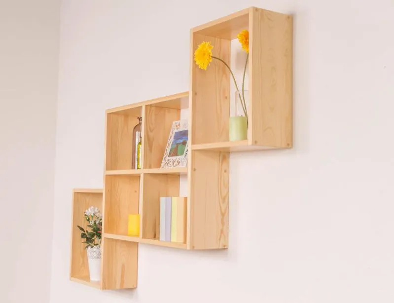 Étagère suspendue, Étagère murale, Bibliothèque - 146 cm de large, Pin Bois massif, Couleur: Naturel Abbildung