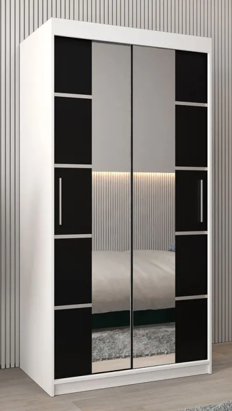 100 cm de large Armoire avec 5 casiers et 2 portes | Couleur : Blanc / Noir Abbildung