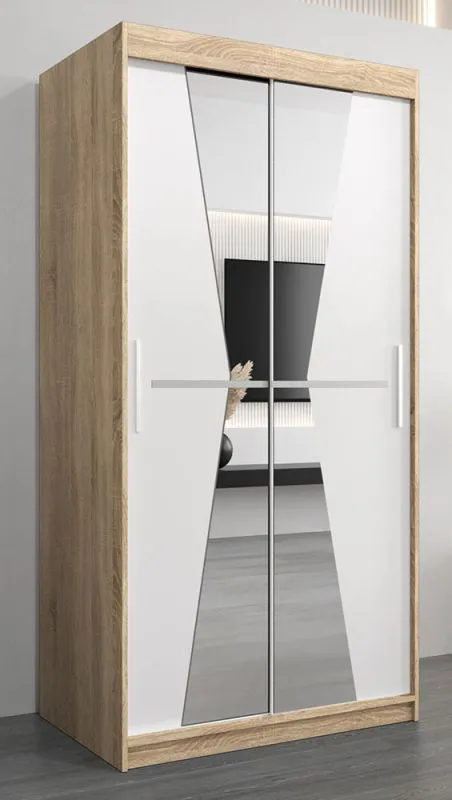 1 mètre de large Armoire avec 2 portes | Couleur : Chêne Sonoma / Blanc Abbildung