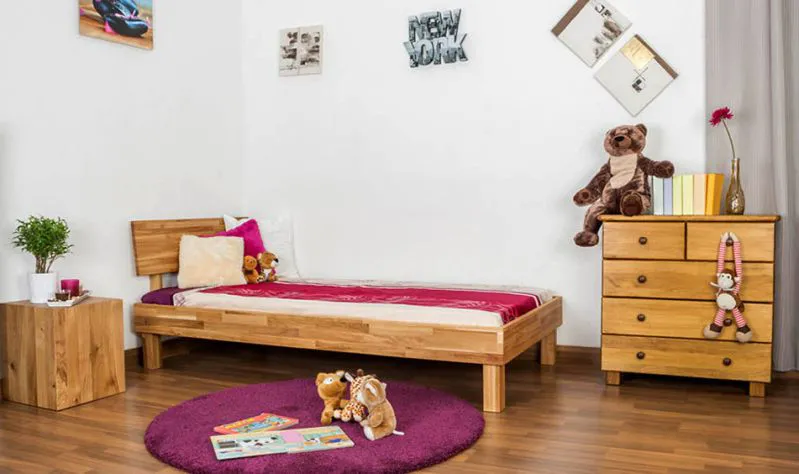 Bois massif Cadre de lit Chêne 100 x 200 cm huilé Abbildung