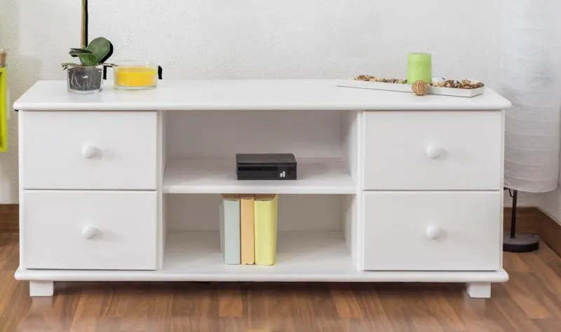 Élément-TV Bois massif Couleur: Blanc 55x136x47 cm Abbildung
