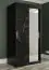Armoire étroite avec porte miroir Etna 73, Couleur : Noir mat / Marbre noir - Dimensions : 200 x 100 x 62 cm (h x l x p), avec cinq casiers
