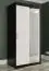 Armoire élégante avec porte miroir Etna 74, Couleur : Noir mat / Marbre blanc - Dimensions : 200 x 100 x 62 cm (h x l x p), avec cinq casiers et deux tringles à vêtements
