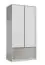 Armoire à portes battantes / armoire d'angle Alwiru 05, couleur : blanc pin / gris - 197 x 108 x 108 cm (h x l x p)