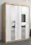 Armoire à portes coulissantes / Penderie Polos 03 avec miroir, Couleur : Chêne de Sonoma / Blanc mat - Dimensions : 200 x 150 x 62 cm (H x L x P)