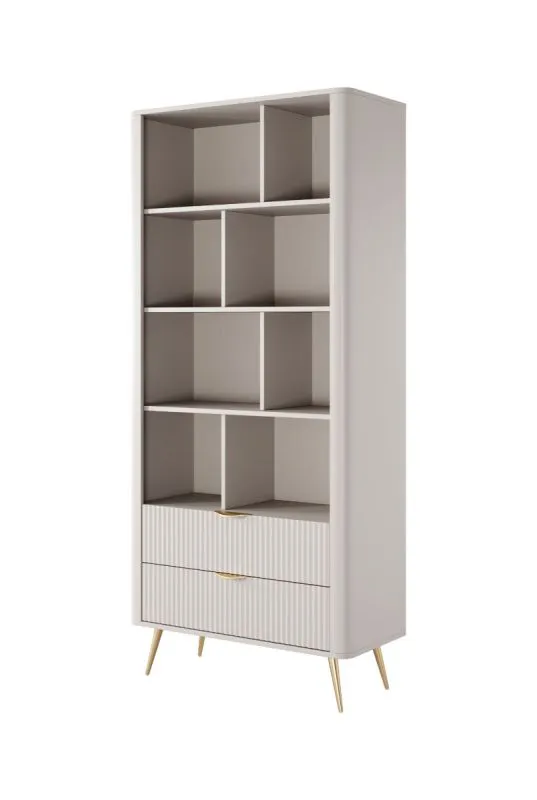 Bibliothèque minimaliste Sloughia 01 | Beige | 194 x 88 x 38 cm | Protection ABS | Design moderne