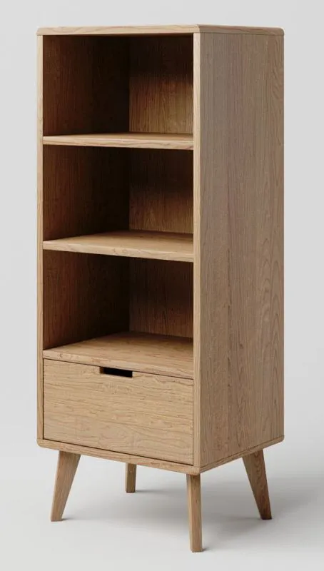 Étagère en chêne massif naturel Aurornis 23 | 125 x 50 x 40 cm | Design moderne et robuste
