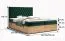 Lit boxspring moderne avec rangements Pilio 63 | Velours vert & chêne Golden Craft | 140 x 200 cm