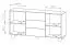 Commode / 2 portes / 3 tiroirs / Couleur : Chêne Vicenza / 4 compartiments / Fonction push-to-open / 160 x 38 x 80 cm / Pieds en bois / Lignes douces / Chants ABS