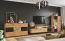 Vitrine design Rania 18 | Bois massif chêne/noir | 2 portes | 10 compartiments | Éclairage LED | 52 x 200 x 39 cm