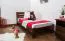 Lit simple / lit d'appoint en bois de pin massif, couleur noisette A27, avec sommier à lattes - Dimensions 90 x 200 cm 