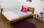 Lit simple/lit d'appoint en pin massif, couleur chêne A24, sommier à lattes inclus - Dimensions 140 x 200 cm 