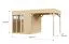 Abri de jardin avec toit rapporté / Naturel / Pool house / Construction par éléments / Surface au sol : 10,51 m² / Plancher inclus / Toit plat / Plaisir du soleil 01 / Fenêtres en verre de sécurité