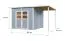 Abri de jardin / 19 mm maison de jardin en éléments / incl. toit rapporté / surface au sol : 9,18 m² / laqué gris clair / incl. plancher / toit plat / Freiberg 03