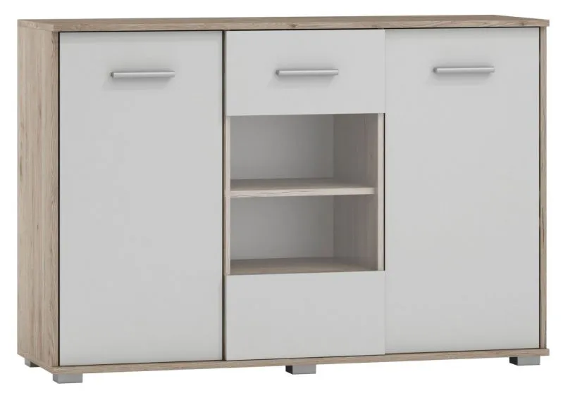 Vitrine Kavieng 10 | Chêne et blanc | 86 x 125 x 40 cm | Design moderne et rangements pratiques