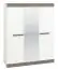 Armoire à portes battantes / penderie Knoxville 27, couleur : blanc pin / gris - Dimensions : 202 x 162 x 65 cm (H x L x P), avec 3 portes, 3 tiroirs et 5 compartiments