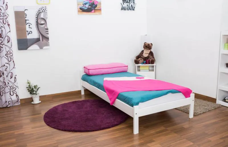 Blanc Pin Bois massif Lit 90 x 200 cm Blanc Abbildung