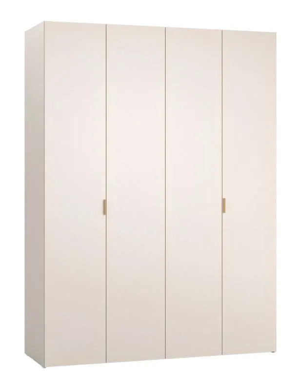 Portes pliantes / Armoire / Couleur : Beige / Poignées : Chêne / 3 tiroirs / 3 tringles à vêtements / Dimensions : 180 x 57 x 241 cm / Éclairage LED avec capteur inclus