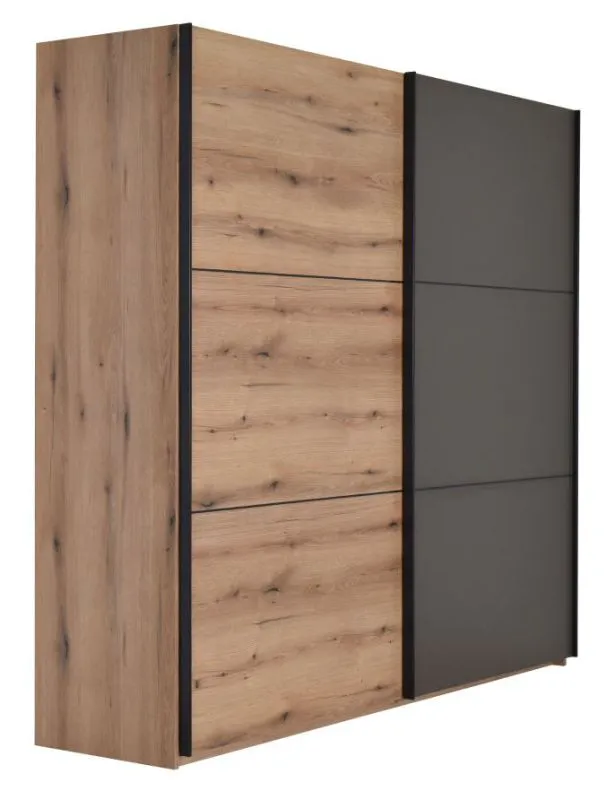 Armoire portes coulissantes Sabadell 25 | Chêne/Gris | 222 x 229 x 64 cm | Soft Close | Rangement optimisé