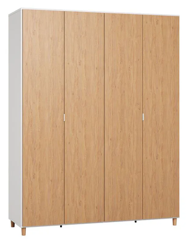 Armoire penderie Arbolita 41 | Portes battantes | Blanc / Chêne | 239 x 185 x 57 cm | Rangement optimisé