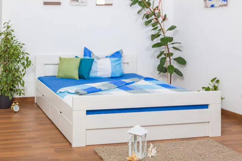 Cadre de lit avec tiroirs Hêtre 180 x 200 cm Blanc Abbildung