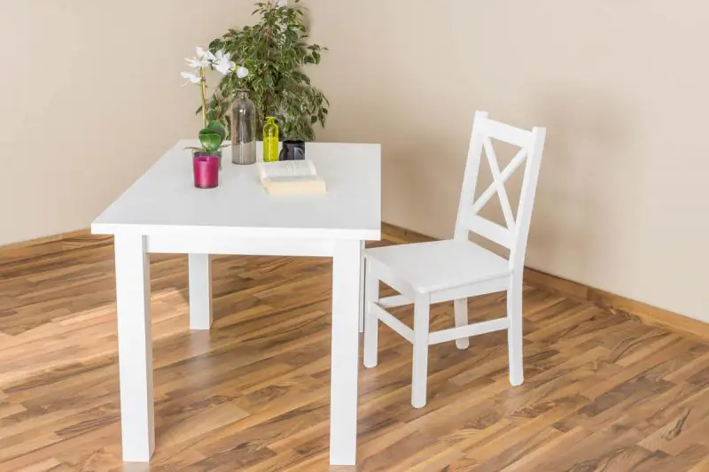 Table en bois Table 80x120 cm Pin massif, Couleur: Blanc Abbildung