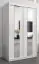 Armoire à portes coulissantes / Penderie Polos 02 avec miroir, Couleur : Blanc mat - Dimensions : 200 x 120 x 62 cm (H x L x P)
