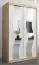 Armoire à portes coulissantes / Penderie Hacho 02 avec miroir, Couleur : Chêne de Sonoma / Blanc mat - Dimensions : 200 x 120 x 62 cm ( H x L x P)
