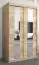 Armoire à portes coulissantes / Penderie Polos 02 avec miroir, Couleur : Chêne de Sonoma - Dimensions : 200 x 120 x 62 cm (H x L x P)