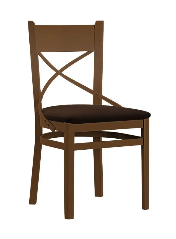 Chaise de style classique Balmhorn 03, bois de hêtre massif, Couleur : Chêne / Rembourrage Marron - Dimensions : 87 x 43 x 50 cm (H x L x P)