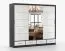 Armoire penderie à portes coulissantes avec miroir | 218 x 250 x 61 cm | Blanc/Noir | Lusatian 28 | 3 portes, 4 tiroirs, 7 étagères | Design bicolore