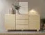 Commode / 2 portes / 3 tiroirs / Couleur : Chêne Vicenza / 4 compartiments / Fonction push-to-open / 160 x 38 x 80 cm / Pieds en bois / Lignes douces / Chants ABS