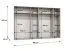 Armoire à portes battantes / Penderie / Couleur : Blanc / 4 compartiments / 3 mètres de large / Poignées : Noir / 4 tringles à vêtements / Fonction Soft-Close / Dimensions : 300 x 52 x 202 cm