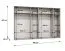 Armoire à portes battantes / Penderie / Couleur : Blanc / 3 mètres de large / 6 portes / Poignées : Cachemire / 4 compartiments / Dimensions : 300 x 52 x 202 cm / 4 tringles à vêtements