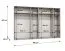 Armoire à portes battantes / Penderie / Couleur : Noir / 3 mètres de large / 6 portes / Poignées : Or / 4 compartiments / Dimensions : 300 x 52 x 202 cm / 4 tringles à vêtements