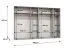 Armoire à portes battantes / Couleur : Blanc / 3 mètres de large / Poignées : Noir / Armoire de chambre à coucher avec miroir / 4 tringles à vêtements / Soft-Close / Dimensions : 300 x 52 x 202 cm / 4 compartiments