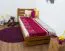 Lit d'enfant / lit de jeunesse en bois de pin massif, couleur chêne A24, sommier à lattes inclus - Dimensions 90 x 200 cm 