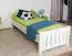 Lit enfant ou adolescent en bois de hêtre massif blanc | 80 x 200 cm | Sommier inclus | Design moderne et robuste