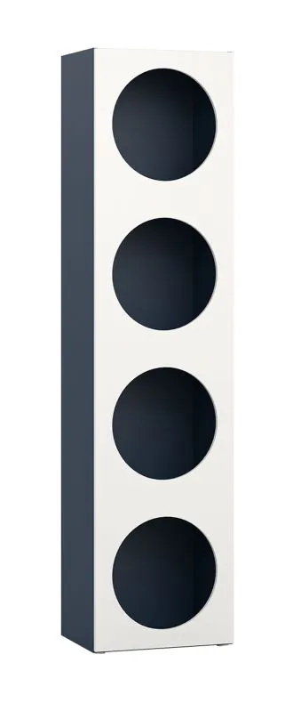 Bibliothèque Aenna 77 avec pieds réglables | 1 porte | 4 compartiments | Indigo / Blanc | 202,5 x 50,5 x 33,5 cm
