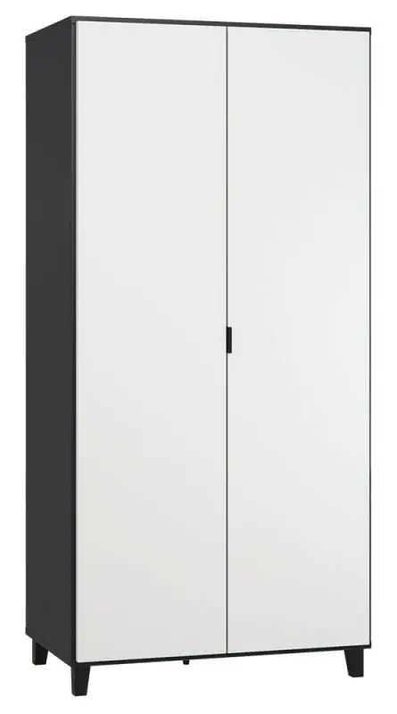 Armoire à portes battantes / armoire Vacas 39, couleur : noir / blanc - Dimensions : 195 x 93 x 57 cm (H x L x P)
