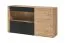 Vitrine / Fonction push-to-open / 3 portes / Couleur : Chêne ribbeck / Noir mat / 5 compartiments / Dimensions : 160 x 40 x 93 cm / Pour le salon