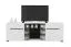 Meuble TV Idos 01 avec 2 portes | Blanc/Blanc Brillant/Noir | 5 compartiments | Verre Parsol | 49,5 x 150 x 41,5 cm
