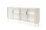 Commode Chaabane 02 avec éclairage LED | Kaschmir | Façade en verre rainuré | 4 portes | 82,5 x 181 x 39 cm | Bords ABS | Poignées et pieds métal
