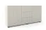 Commode / 2 portes battantes / Fonction push-to-open / Cachemire / 3 tiroirs / 4 compartiments / Dimensions : 150 x 40 x 72 cm / Face à lamelles / Finition de haute qualité